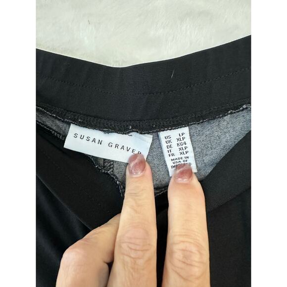 Susan Graver Floral Black Palazzo Pants LP Large Petite - Picture 4 of 8